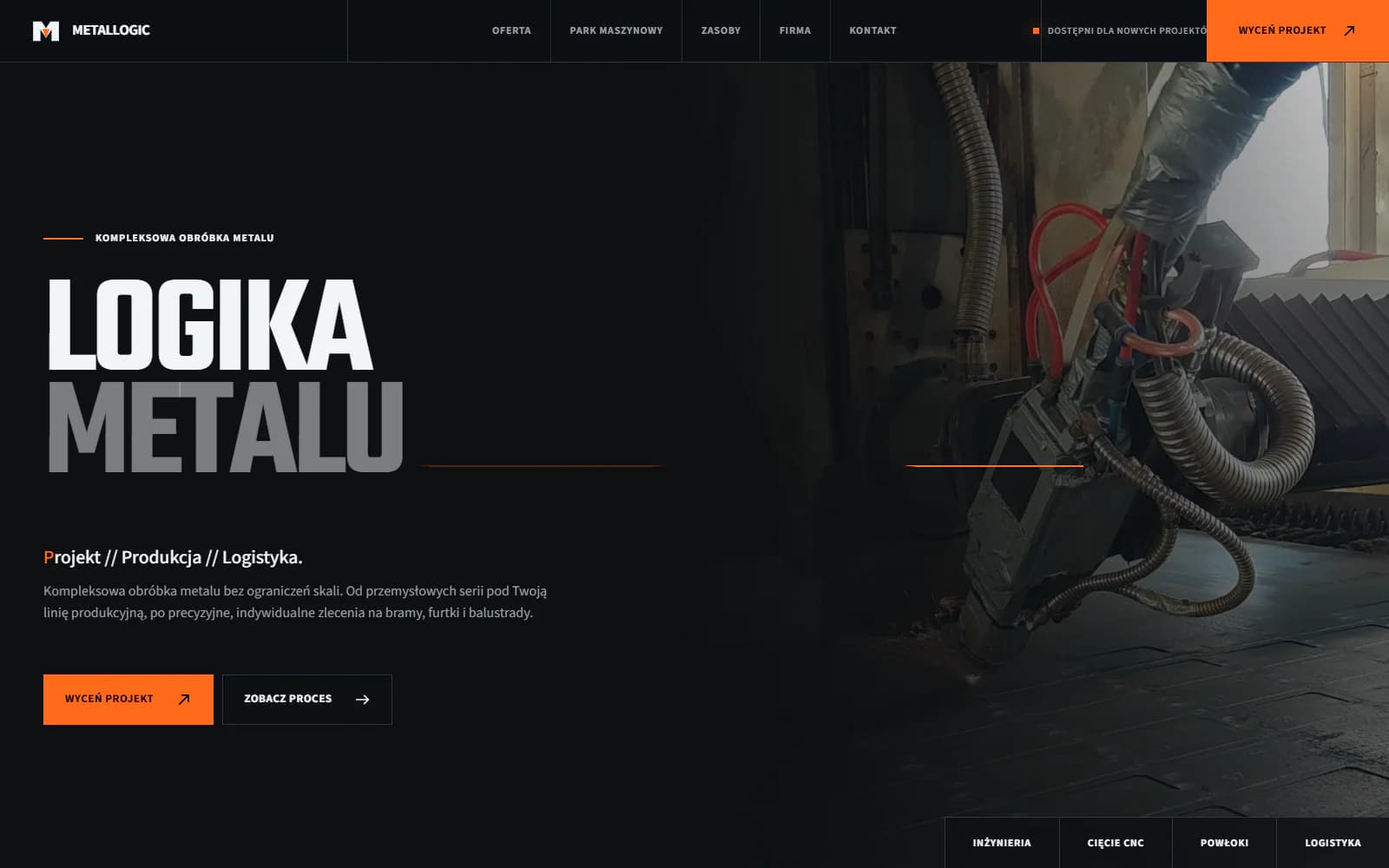 Strona główna Metallogic z ofertą obróbki metalu i produkcji kontraktowej